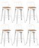 Набор из 6 полубарных стульев Stool Group Tolix YD-H675E-W YG-14 X6 белый, светлое дерево, со спинкой