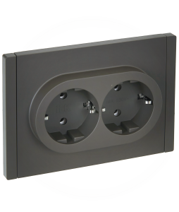 Розетка 2-местная с заземлением IEK Forte&Piano FP-R21-16-1-K03 серый