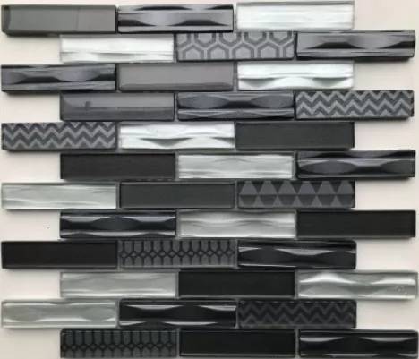 Мозаика Bonaparte Стеклянная Мозаика Optima Grey 2.3x9.8 30x30