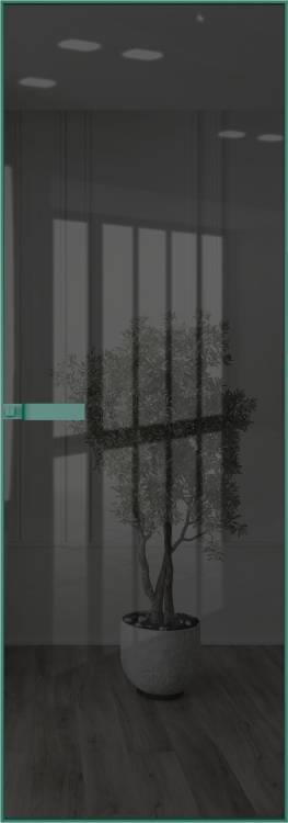 Межкомнатная дверь Profil Doors 1 AGN цвет профиля Зеленый воск, стекло безопасное 4 мм зеркало серое 600x2000