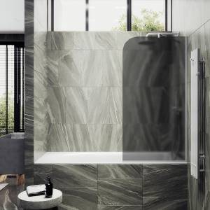 Шторка на ванну MaybahGlass MGV-145-1у стекло графит матовый, профиль белый матовый, 1400x640