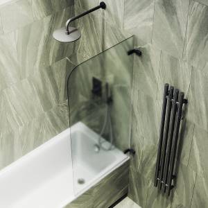 Шторка на ванну MaybahGlass MGV-650-6 40.5x140, поворотная, стекло графит 6 мм, профиль черный