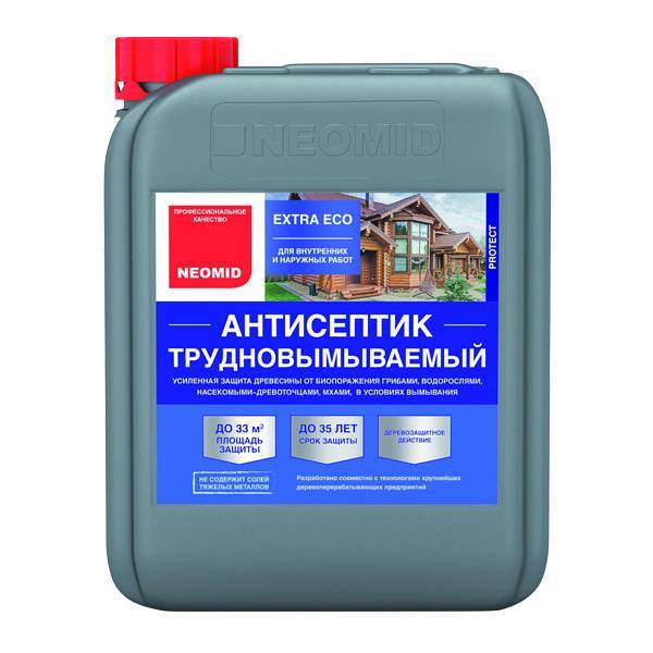 NEOMID EXTRA ECO АНТИСЕПТИК трудновымываемый, защита до 35 лет, готовый раствор, зеленый (10л)