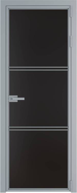 Межкомнатная дверь Profil Doors 3 AX цвет профиля Серебро, стекло безопасное 6 мм монохром черный 800x2000