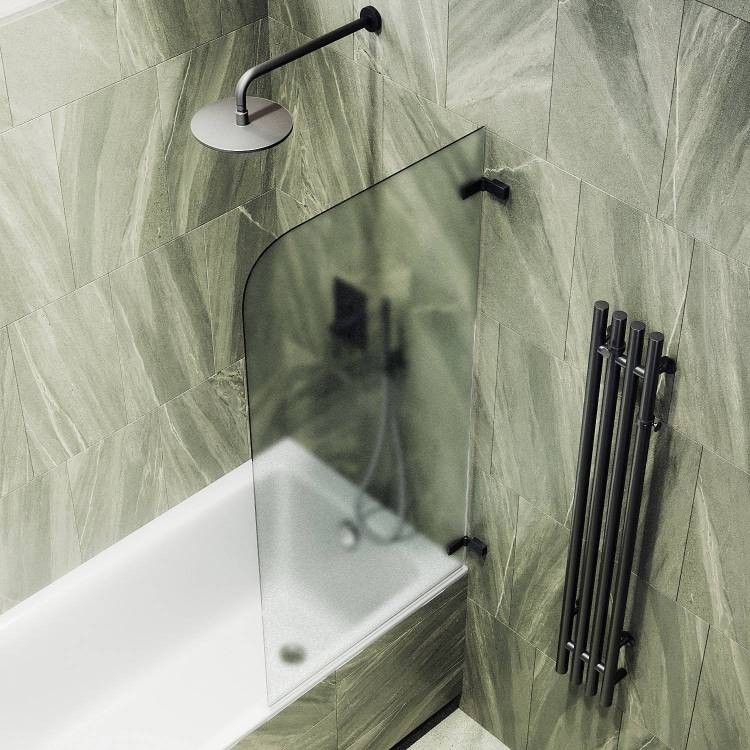 Шторка на ванну MaybahGlass MGV-650-6 40.5x140, поворотная, стекло графит 6 мм, профиль черный