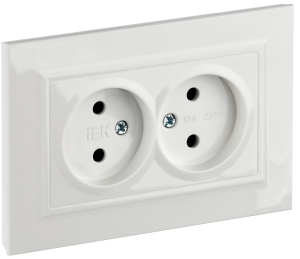 Розетка 2-местная с защитными шторками IEK Brite BR-R23-10-K01-F белый