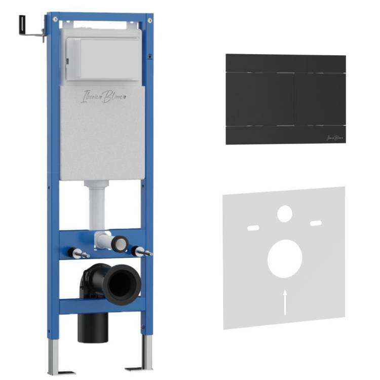 Система инсталляции для унитазов Iberica Blanca Inox-R IB.001М.015.04 кнопка смыва черный матовый