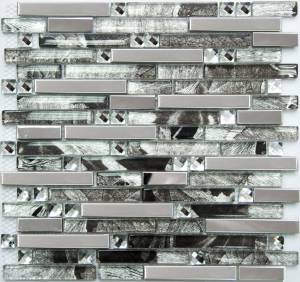 Мозаика NSmosaic Metal series MS-623 метал стекло (15,48x98x8) 298x305