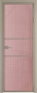 Межкомнатная дверь Profil Doors 2 AX цвет профиля Никель матовый, стекло безопасное 6 мм кризет розовый 700x2000
