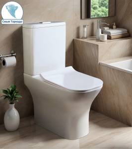 Унитаз-компакт Cerutti Spa Vettore CT10816 безободковый, сиденье микролифт, белый