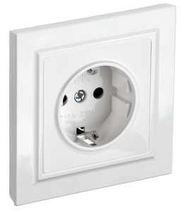 Розетка 1-местная с заземлением и шторками IEK Brite BR-R14-16-K01-F белый