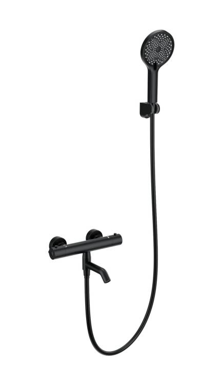 Смеситель для ванны Wonzon & Woghand WW-B2065-A1-MB с душем и термостатом, черный матовый