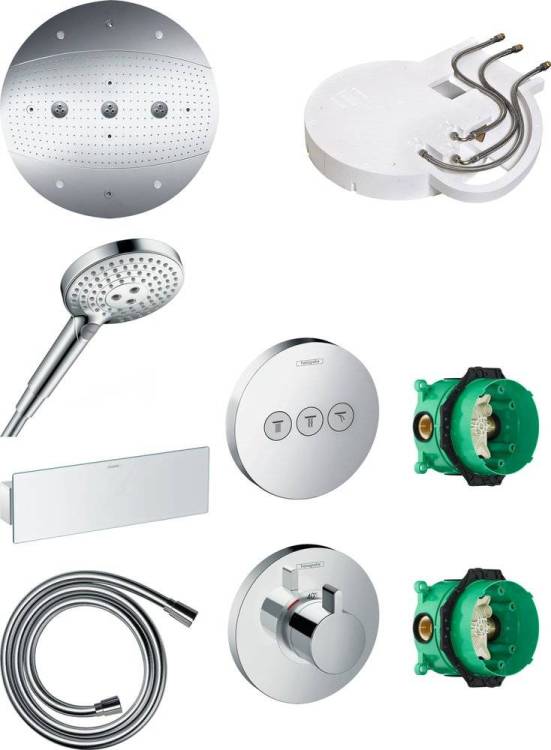 Душевой комплект Hansgrohe Raindance Rainmaker 600 (3 jet) 26117000 + 26530000 + 28272000 + 26456000 + 15742000 + 15745000