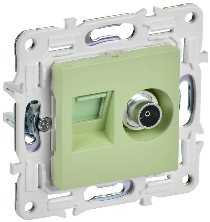 ТВ-розетка+Ethernet RJ45 IEK Skandy SK-AK20-1-K06 мятный
