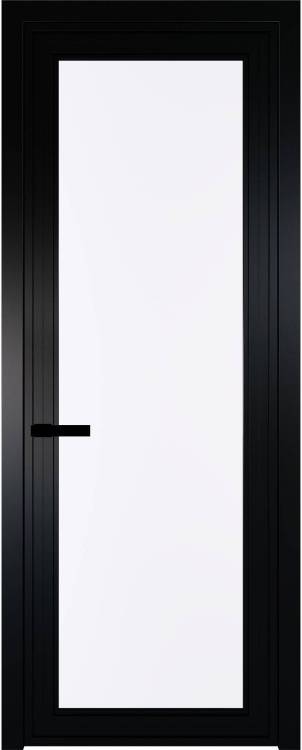 Межкомнатная дверь Profil Doors 1 AGP цвет профиля Черный, стекло безопасное 6 мм монохром белый просветленный 700x2000