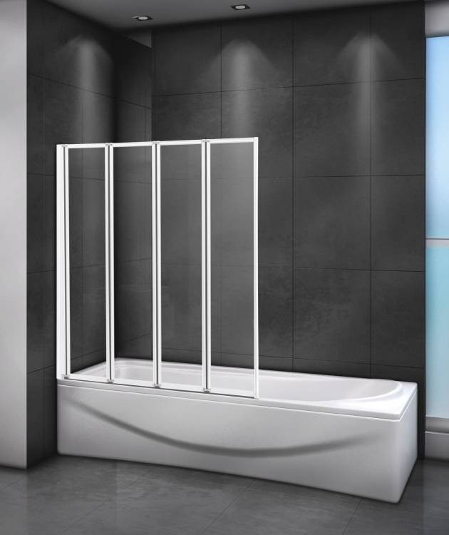 Шторка на ванну Cezares Relax RELAX-V-4-100/140-C-Bi профиль белый, стекло прозрачное, 100x140