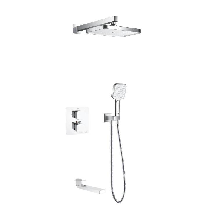 Душевая система Rose R1595F белая, хром, встраиваемая, с термостатом