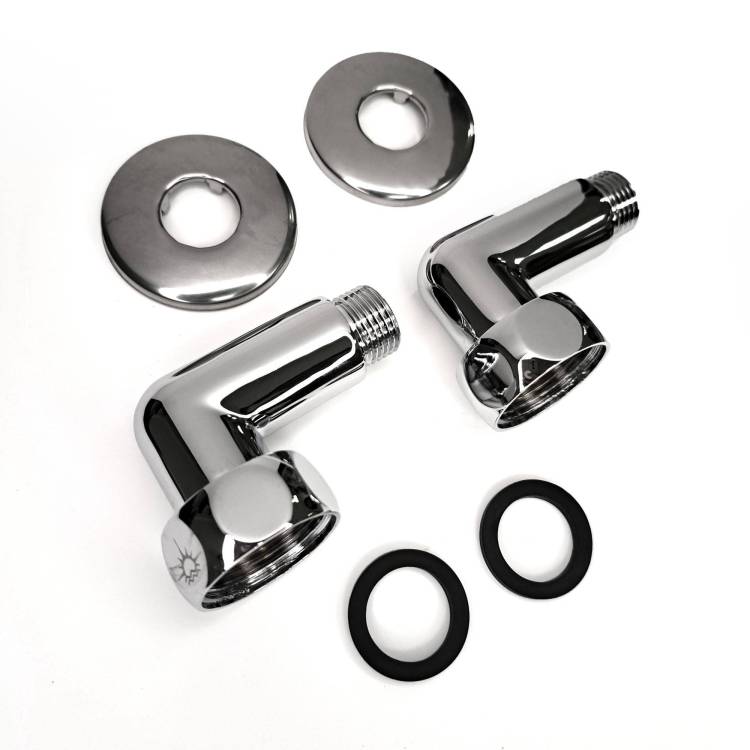 Соединение угловое Luxon 1"x1/2" гайка/штуцер, хром (пара)