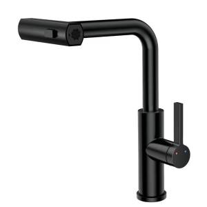 Смеситель для кухни Rush Tinos TI3732-18Black с выдвижным изливом, черный матовый