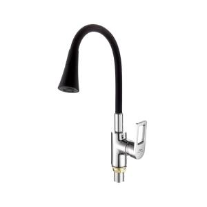 Смеситель для кухни Fashun A4253+B14 с гибким изливом, черный, хром