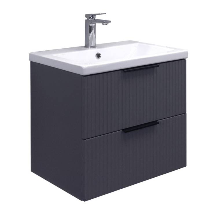Тумба с раковиной Comforty Лима-60П2 00-00019176 подвесная, антрацит