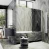 Шторка на ванну MaybahGlass MGV-78-1ш стекло графит, профиль белый матовый, 1400x400 фото 3