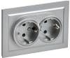 Розетка 2-местная с заземлением и шторками IEK Brite BR-R24-16-K47-F алюминий