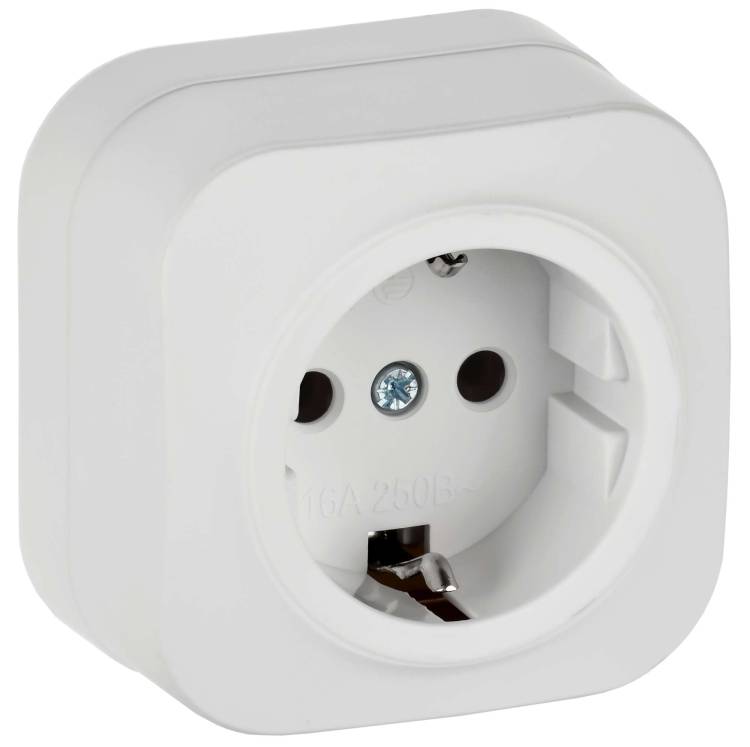 Розетка 1-местная с заземлением IEK Glory ERH11-K01M-16 белый матовый