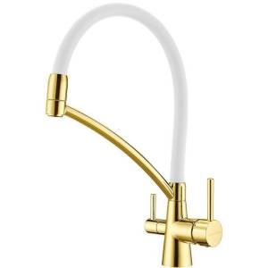 Смеситель для кухни Paulmark Siegen Si213111-Gw с гибким изливом, золотой