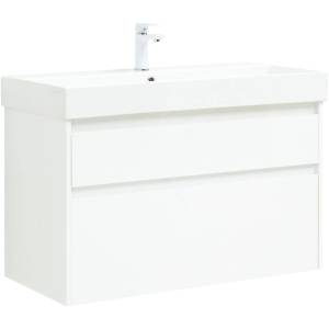 Тумба с раковиной Aquanet Nova Lite 100 291826 Белый глянец