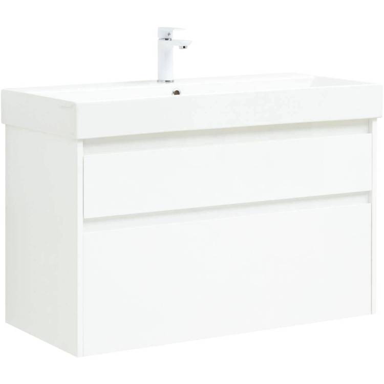 Тумба с раковиной Aquanet Nova Lite 100 291826 Белый глянец