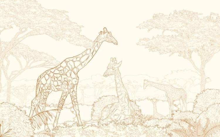 3D Фотообои Artegrafico «Золотые жирафы в листве» LST-041 канвас