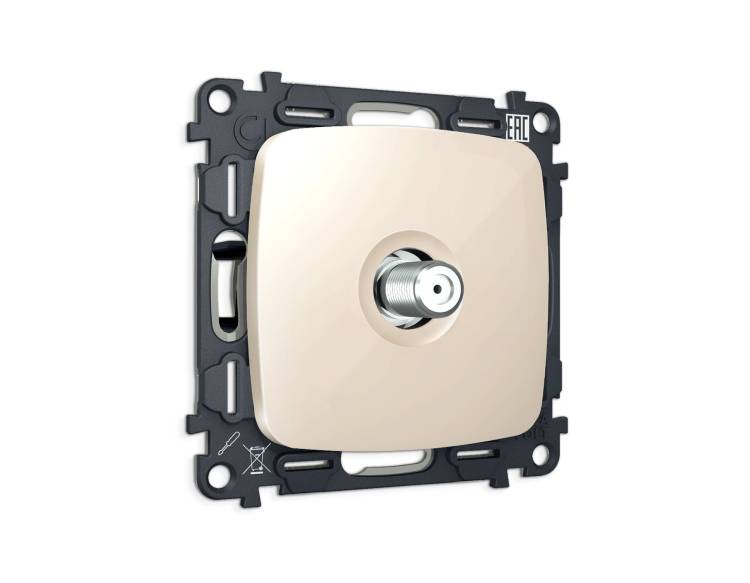 Комплект механизма TV розетки SAT Ambrella Volt MO MO313050 бежевый глянец