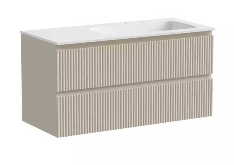 Тумба с раковиной Sancos SNOB R SNR100RCE подвесная, правая, Beige Soft