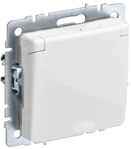 Розетка 1-местная с заземлением, шторками и крышкой IEK Brite BR-R16-16-K01 белый