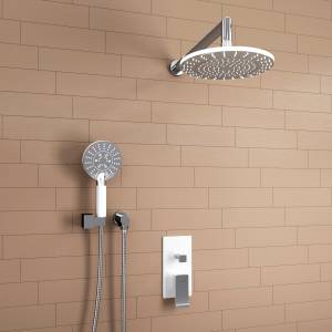 Душевой комплект Wasserkraft A16067WHITE встраиваемый, с верхней душевой насадкой и лейкой, белый, хром