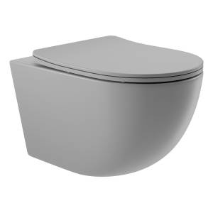Унитаз подвесной Aqueduto Ovo OVO0130 безободковый, сиденье микролифт, серый матовый