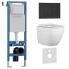 Комплект Iberica Blanca Bilbao Alto IB.001M.BLA.231.851 унитаз безободковый, белый, сиденье микролифт, клавиша смыва черный матовый