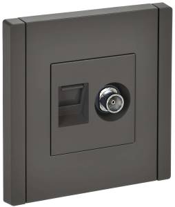 ТВ-розетка+Ethernet RJ45 IEK Forte&Piano FP-AK20-1-K03 серый