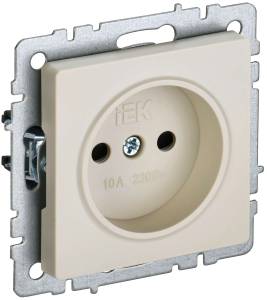Розетка 1-местная с защитными шторками IEK Brite BR-R13-10-K10 бежевый
