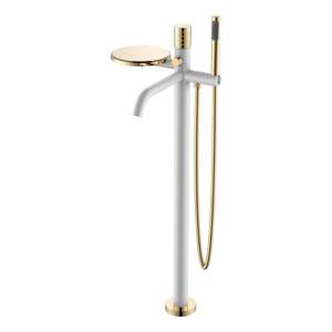 Смеситель для ванны Boheme Stick 129-WG White Diamond Gold напольный