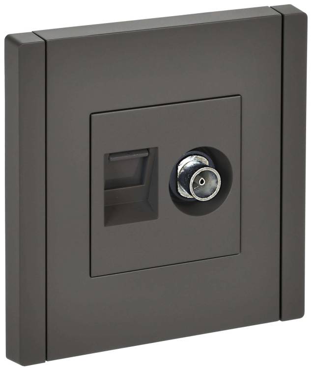 ТВ-розетка+Ethernet RJ45 IEK Forte&Piano FP-AK20-1-K03 серый