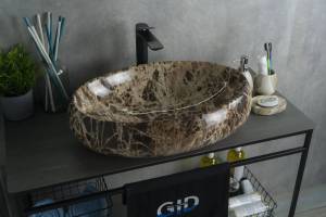 Раковина Gid Lago Mnc168 54409 глянцевая, под камень, 60x41x15