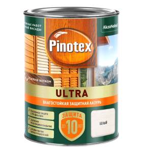 Пропитка декоративная для защиты древесины Pinotex Ultra AWB полуглянцевая белая 0.9 л