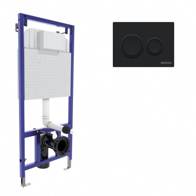 Система инсталляции Berges Novum 40265 для скрытого монтажа, с кнопкой O5 Soft Touch черная