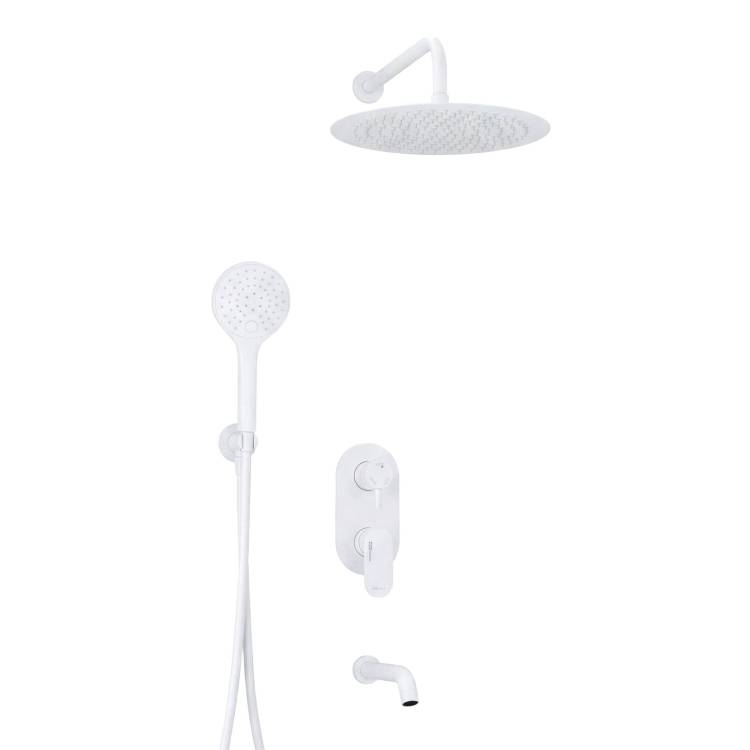 Душевой комплект Wasserkraft A85161 с верхней душевой насадкой, белый, встраиваемый, с изливом, с лейкой