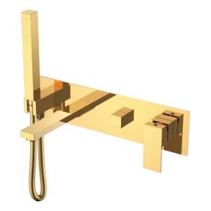 Смеситель для ванны Boheme Qubic 474-2-G Gold встраиваемый