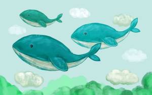 3D Фотообои Artegrafico «Киты в облаках» KID-163 канвас