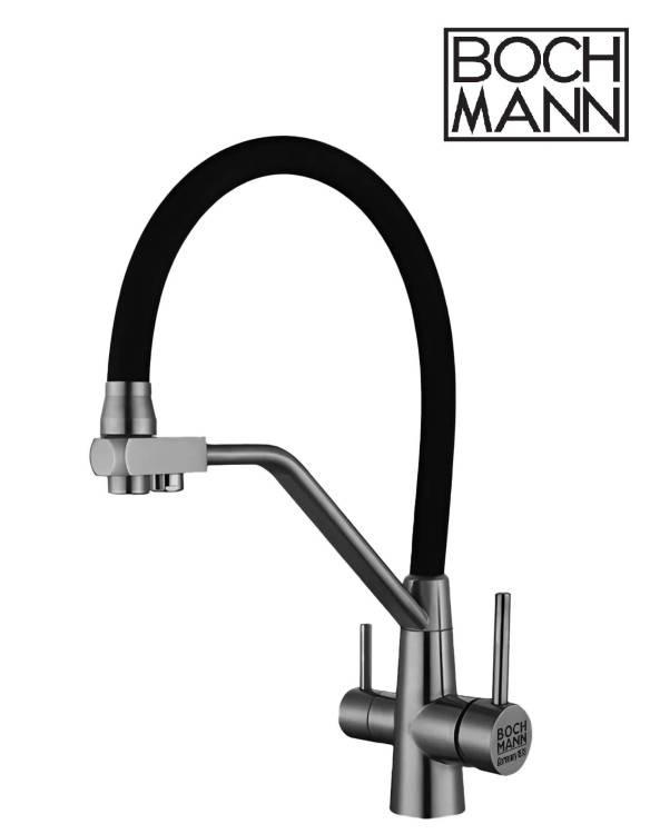 Смеситель для кухни Boch Mann Else GR BM10428 с краном под фильтр, серый