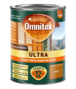 Пропитка декоративная для защиты древесины Omnitex Ultra AWB полуглянцевая орегон 0.9 л